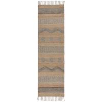 JUTETEPPICH handgewebt mit Fransen WHARFE, im Ethno-Stil, Natur-Grau, 60 x 230 cm - Grau, Textil (230/60cm) - KADIMA DESIGN
