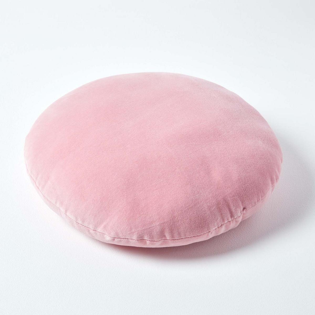 DEKOKISSEN rund rosa, Baumwollsamt?40 cm - Rosa, Textil (40/40cm) - Homescapes