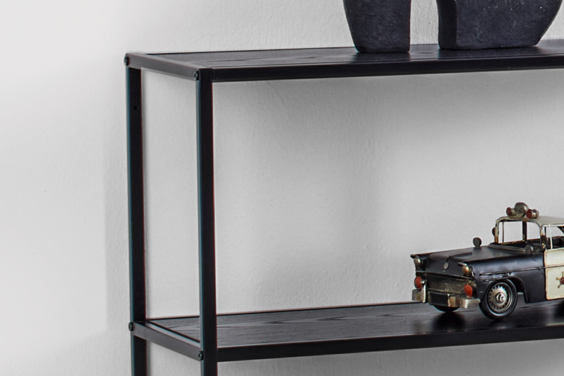 Regal Schwarz Gusseisen 3 Einlegeböden Holzwerkstoff Oberfläche Melamin