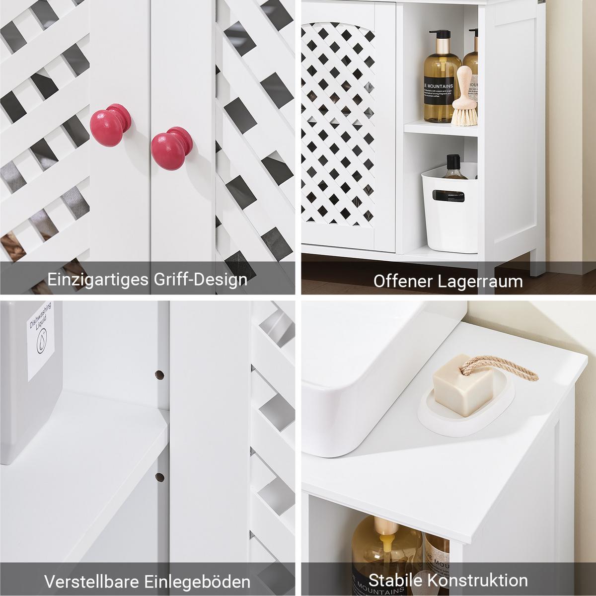 WASCHBECKENUNTERSCHRANK Weiß 80x31,5x60,5cm - Weiß, Holzwerkstoff (80/31.5/61.5cm) - SoBuy