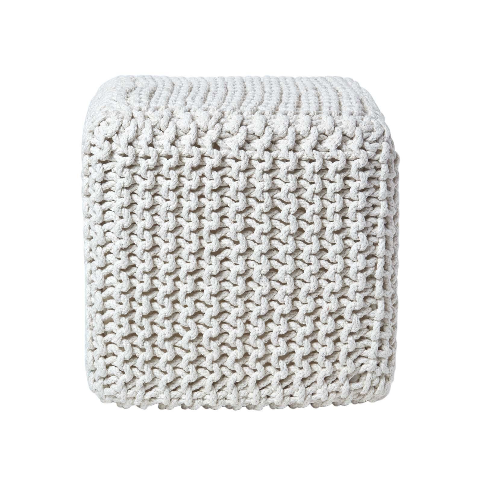 STRICK-POUF natur, Sitzwürfel 35/35/35 cm - Naturfarben, Textil (35/35/35cm) - Homescapes