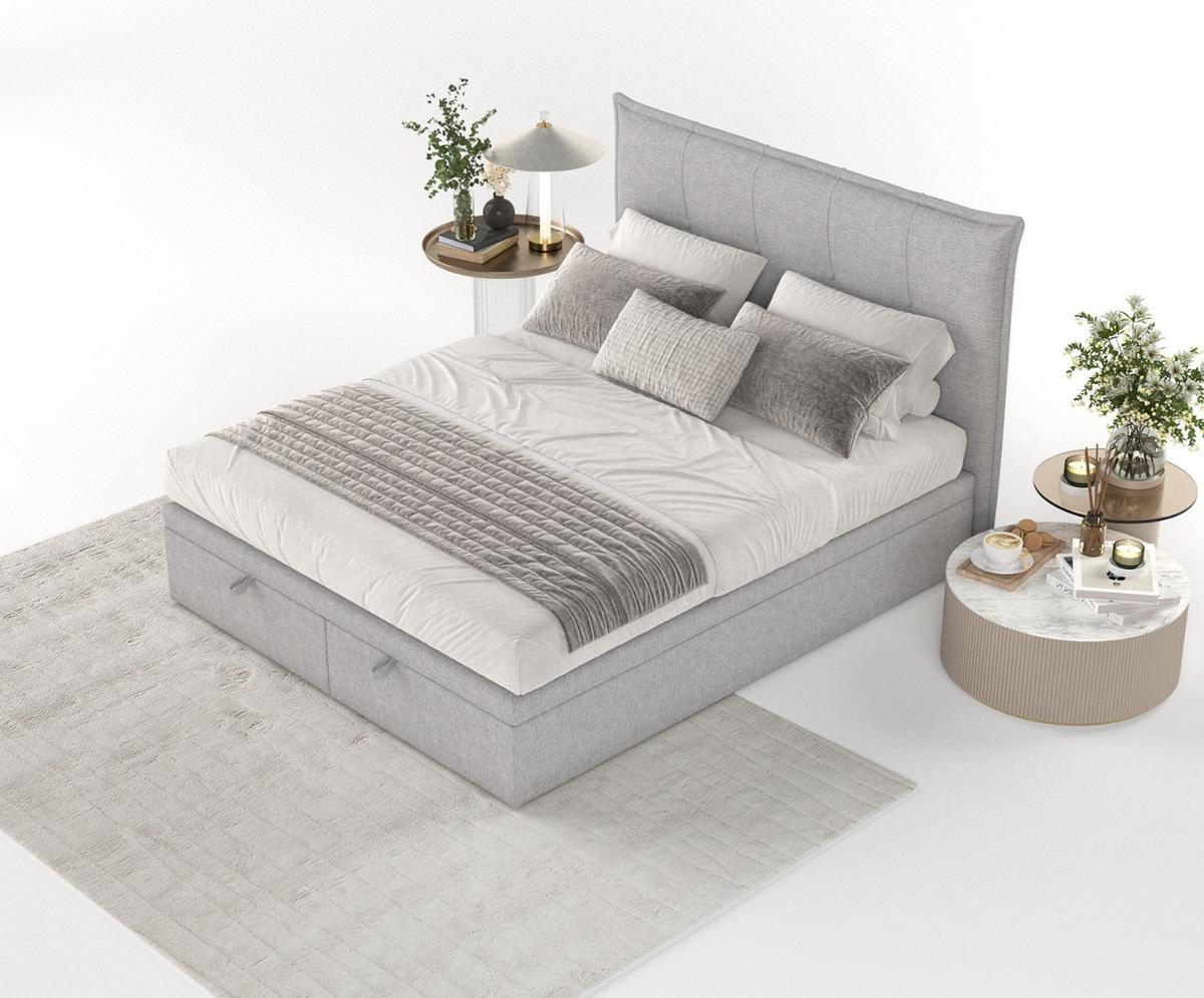 POLSTERBETT Liano mit Stauraum 120/200 cm Grau im Megan Stoff - Schwarz/Grau, Holz/Holzwerkstoff (120/200cm) - AltaBeds