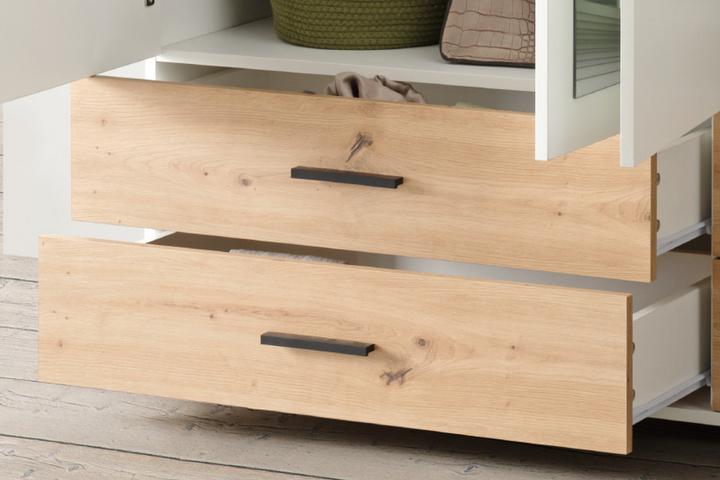 Kleiderschrank Weiß Eichefarben 4 Schubladen