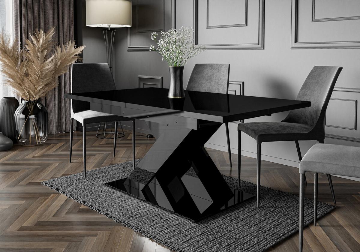ESSTISCH RUDEN Ausziehbar 140 - 180 / 80 x 76 cm - Schwarz Hochglanz/Schwarz, Holz (140/80/76cm) - MASSENO