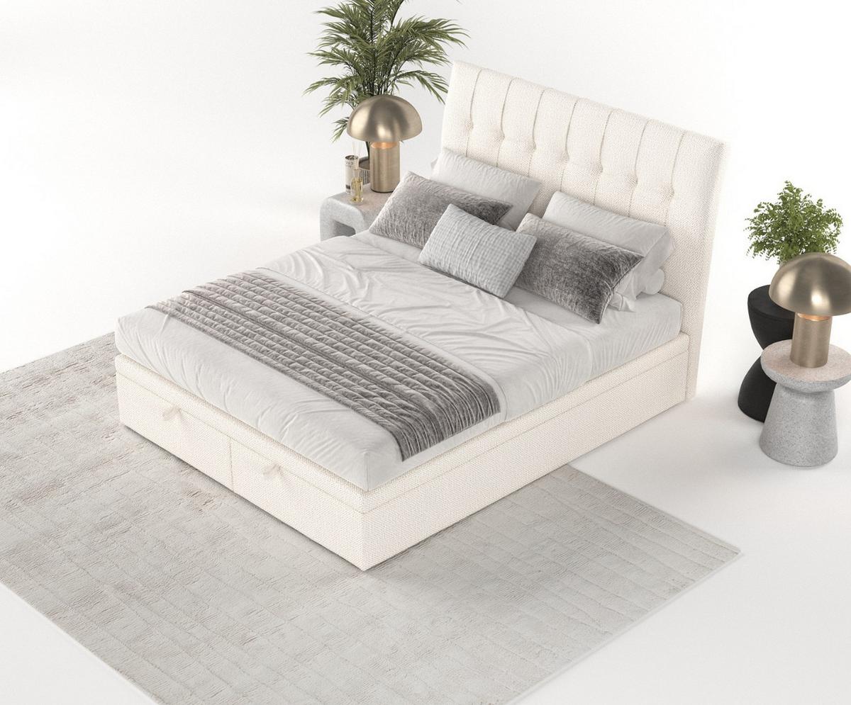 POLSTERBETT Kelsea mit Stauraum 160/200 cm Creme im Alta Stoff - Creme/Schwarz, Holz/Holzwerkstoff (160/200cm) - AltaBeds