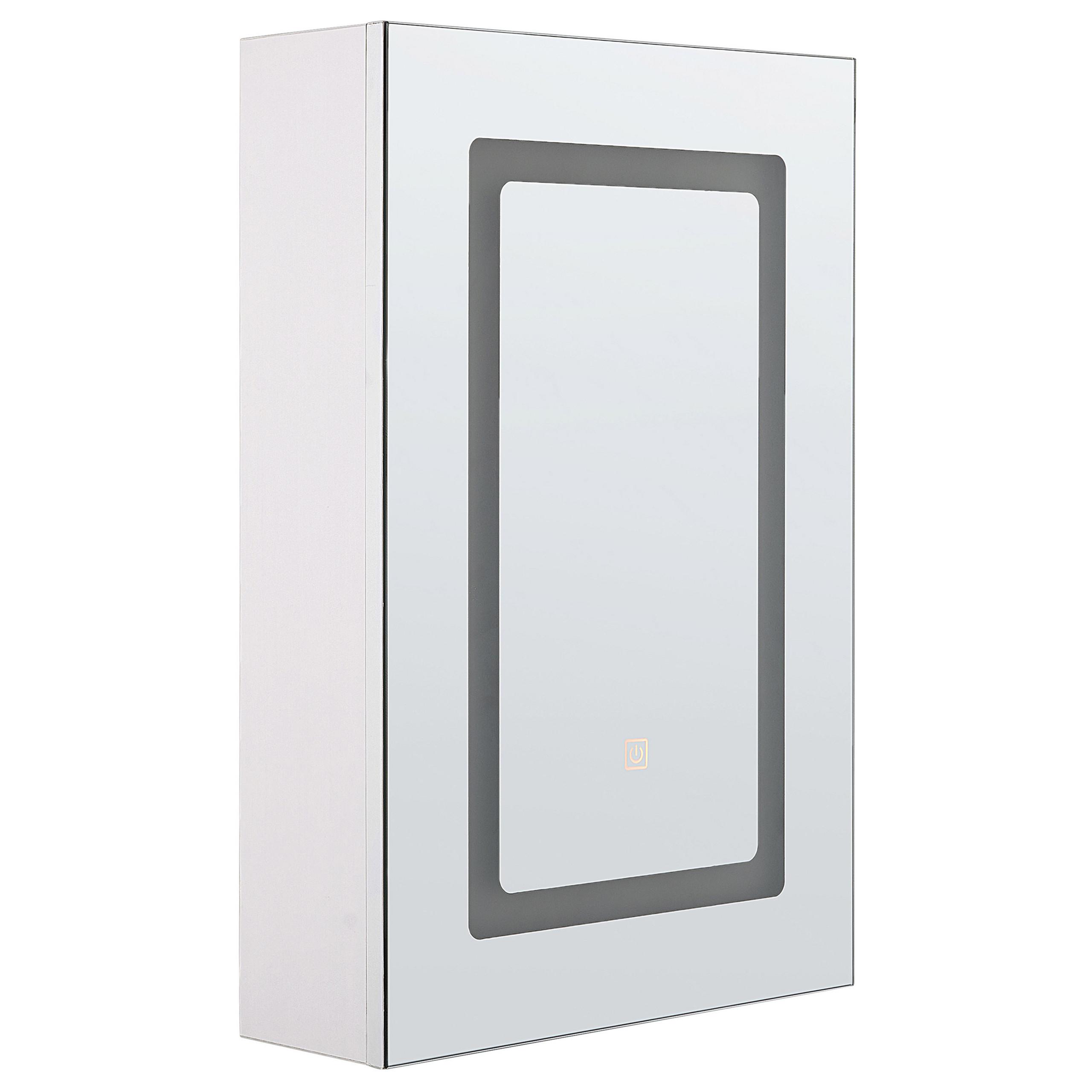 BAD SPIEGELSCHRANK weiß/silber mit LED-Beleuchtung 40/60 cm Condor - Silberfarben/Weiß, Holz (40/60/12cm) - Beliani