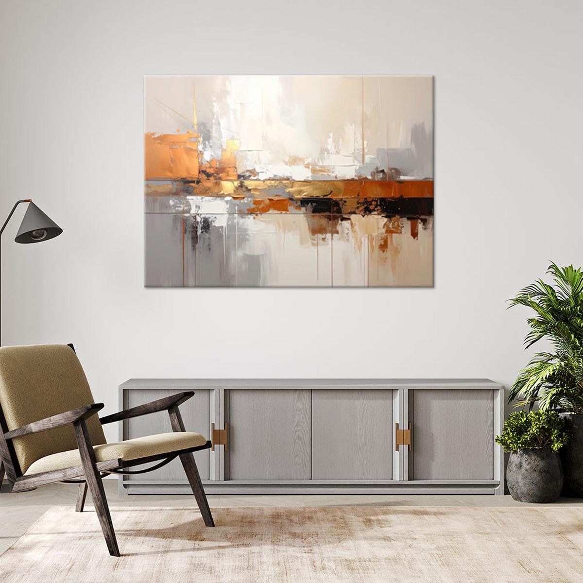 WANDBILD, Beige goldene Abstrakt - Beige, Textil (30/20cm) - Feeby