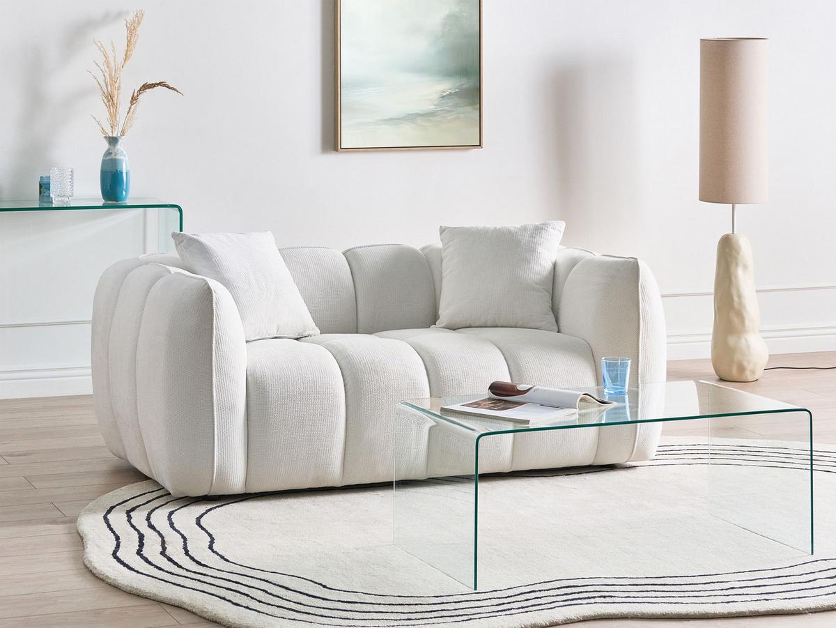 2-SITZER-SOFA Stoff Cremeweiß Ness - Creme, Textil (170/68/85cm) - Beliani