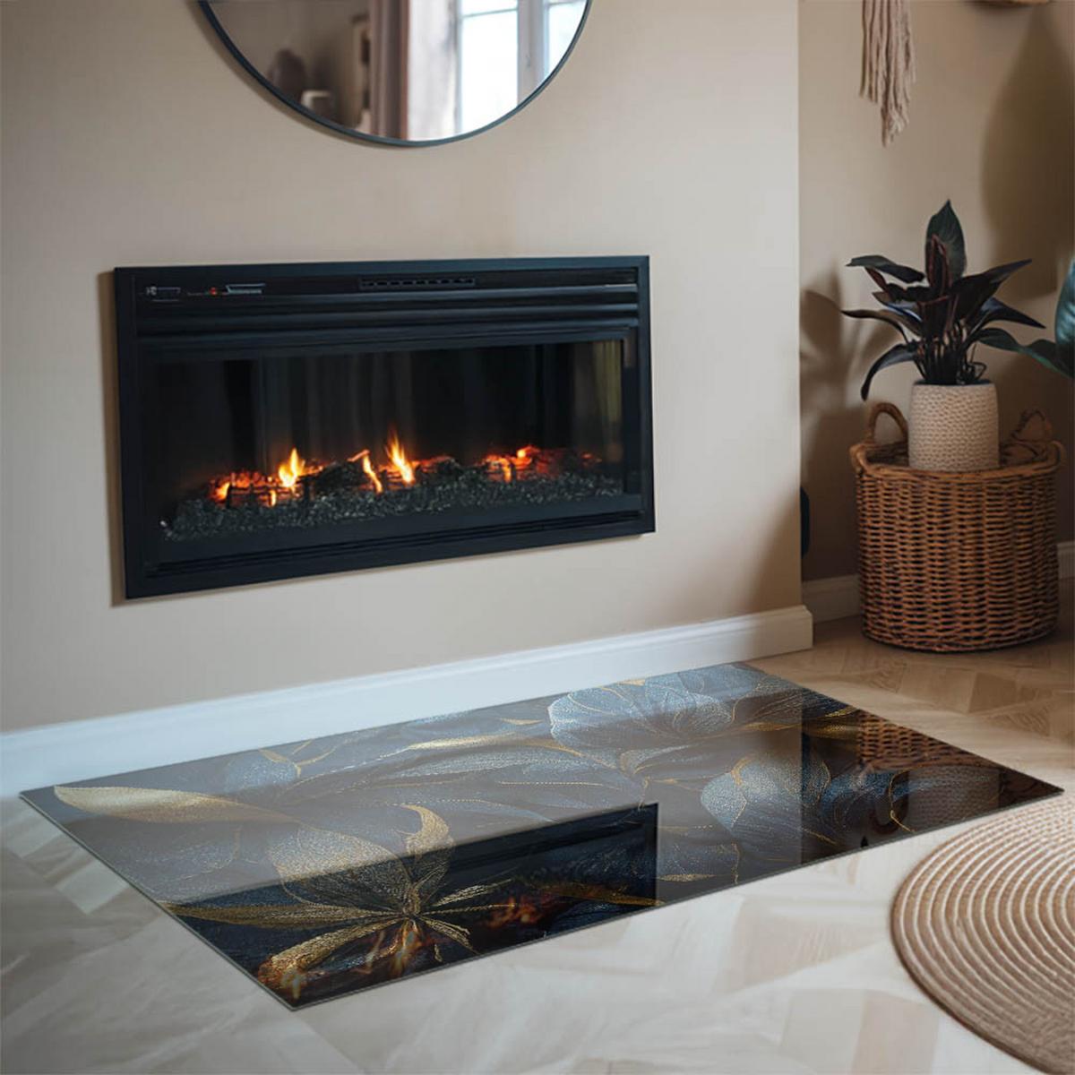 GLASPLATTE für Kamin 120x80 cm - Dunkelblau, Glas (120/80/0.4cm) - TULUP