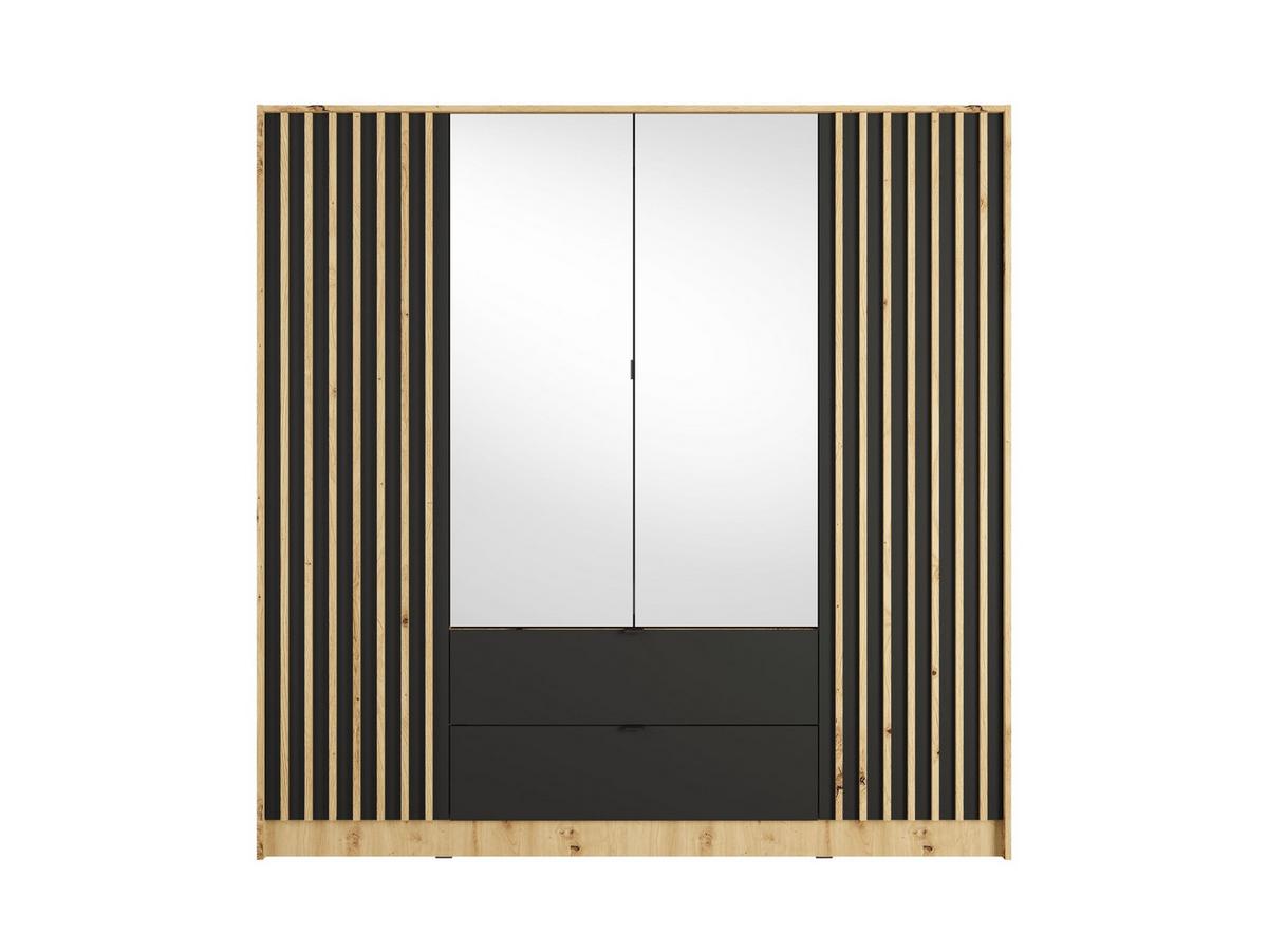 KLEIDERSCHRANK Eiche Artisan, Onyx Schwarz 200/200,5/54,5 - Eiche Artisan, Holzwerkstoff (200/201/55cm) - RAUMHIRSCH FURNITURE