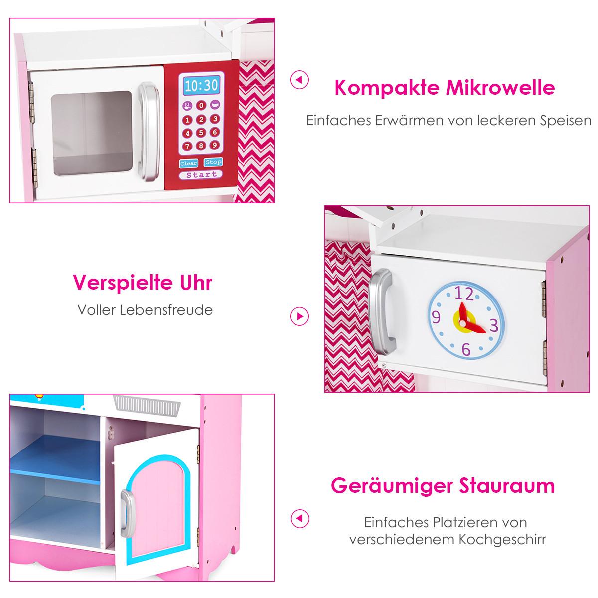 KINDERKÜCHE Holz Pink - Pink, Holz (82/101/30cm) - COSTWAY