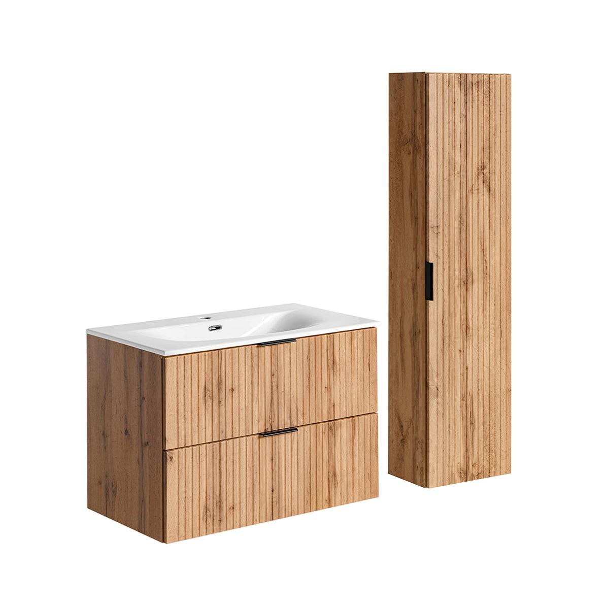 BADMÖBEL 80.2cm Adriel 2er-Set Holz - Braun, Holzwerkstoff (80.2/57/46cm) - Petits-meubles