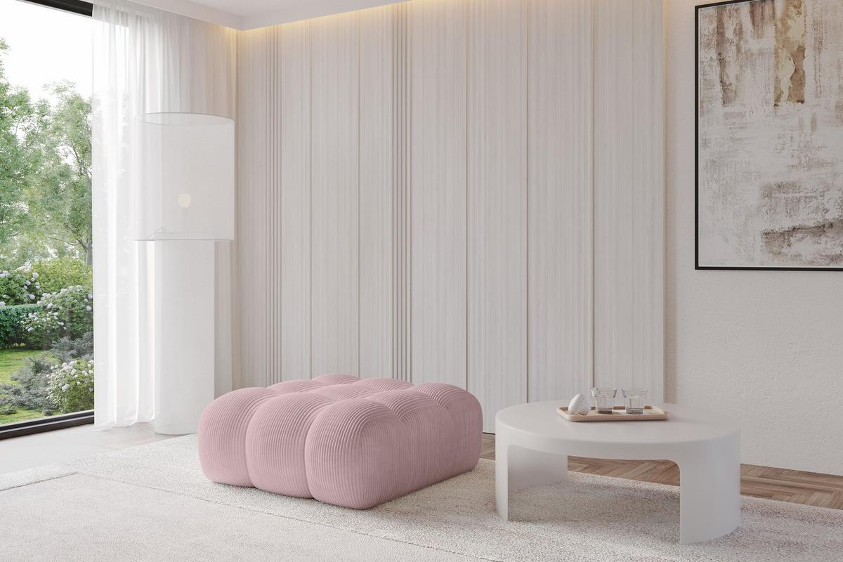 POUF OLEA-PUF 91x87x44 cm Rosa Cord Modular Sitzhocker - Schwarz/Rosa, Holzwerkstoff/Kunststoff (91/44/87cm) - ALTDECOR
