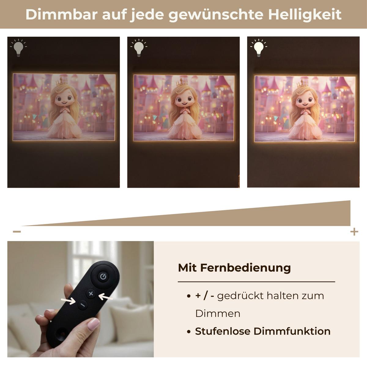 NACHTTISCHLAMPE MIT AKKU Prinzessin - Rosa - Schloss 90x60 cm - Rosa, Holzwerkstoff (8/90/60cm) - OnlyWow