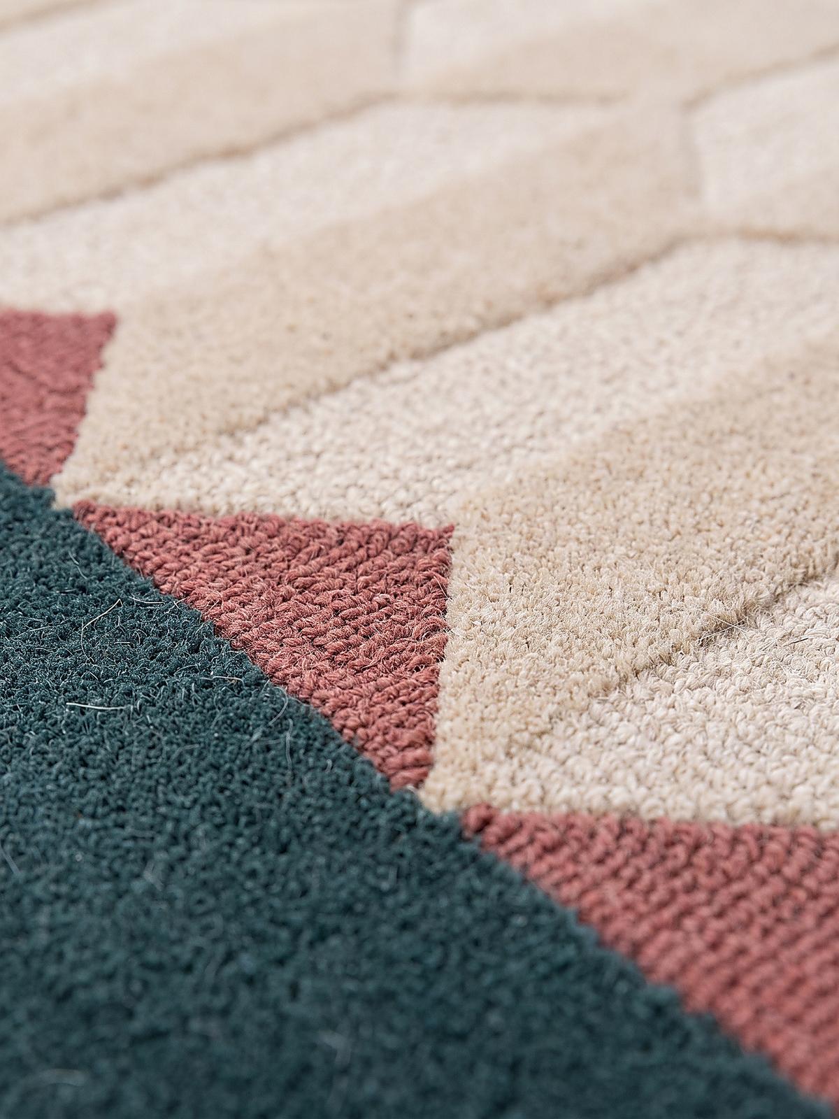 WOLLTEPPICH handgetuftet DARENT, Wabenmuster, Petrol, 160 x 230 cm - Türkis, Textil (160/230cm) - KADIMA DESIGN