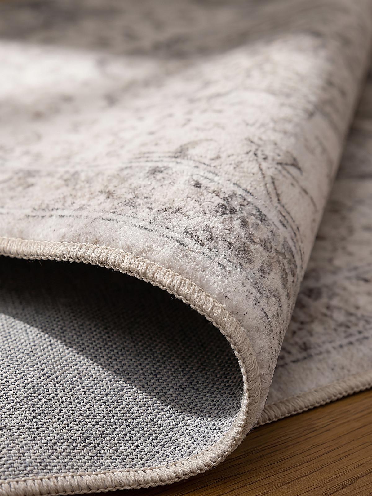 LÄUFER waschbar, mit floralen Ornamenten, VERNANTE in Beige-Grau, 80 x 150 cm - Beige, Textil (80/150cm) - KADIMA DESIGN
