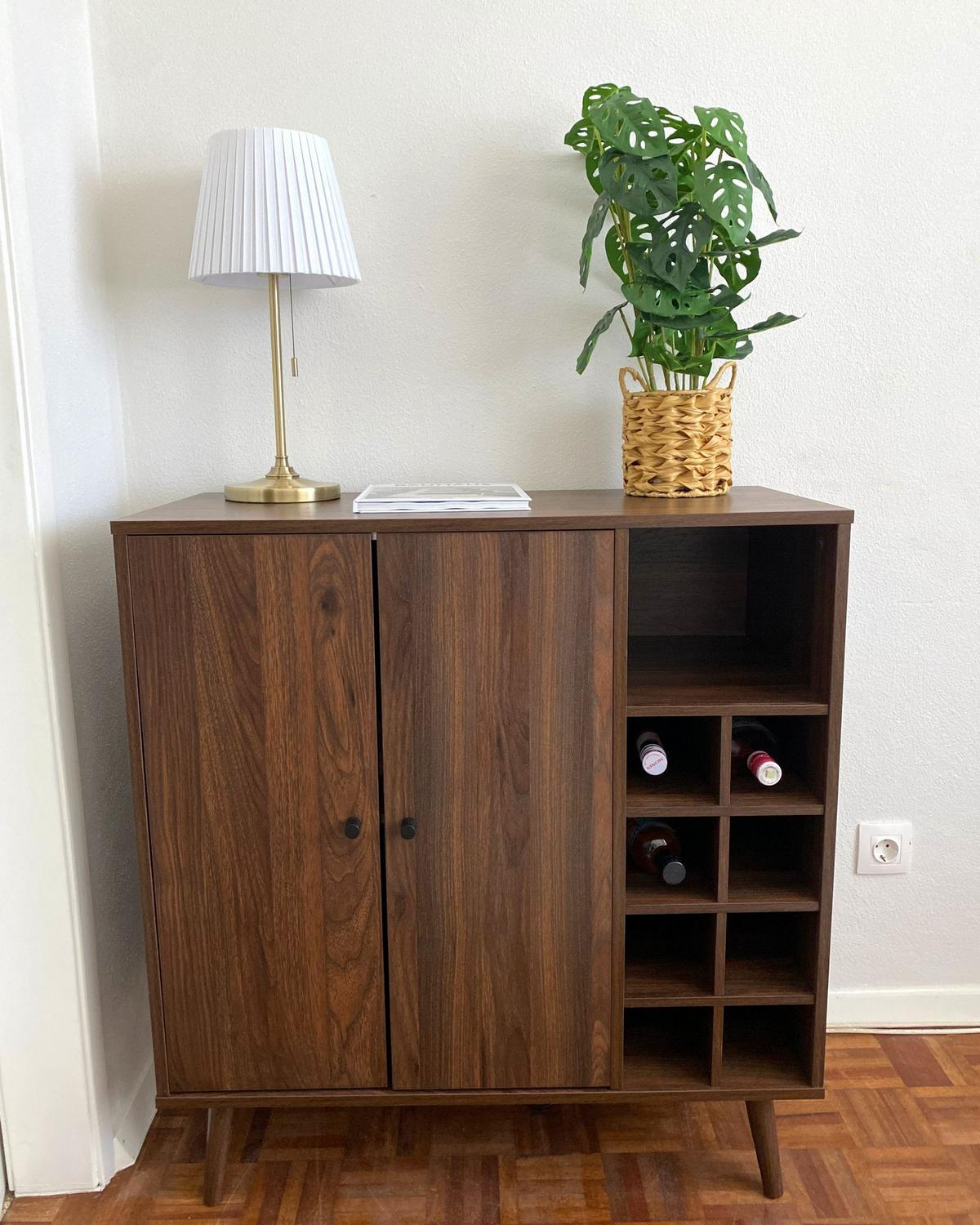 WEINREGAL Dunkelbraun Tullamore - Dunkelbraun, Naturmaterialien (84/91/39cm) - Beliani