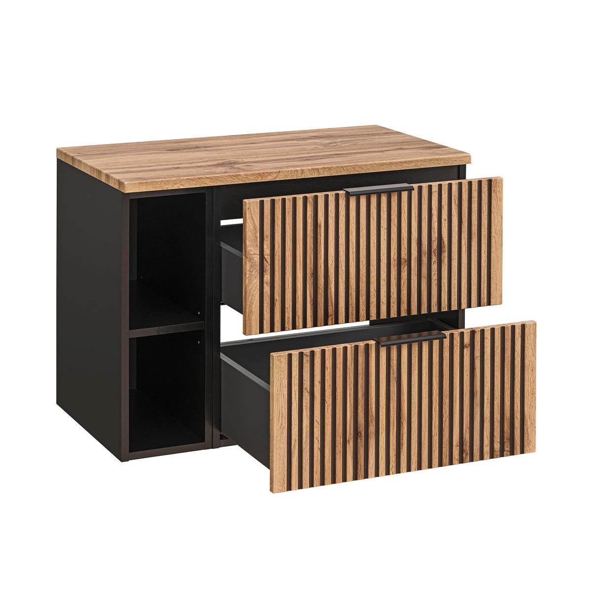 WASCHTISCH 80.6cm Gaia Holz in Eichenoptik und Schwarz - Schwarz, Holzwerkstoff (80.6/59/46cm) - Petits-meubles