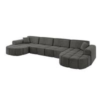 WOHNLANDSCHAFT LIVO-U2 - 400x173x79,5 cm Dunkelgrau - Dunkelgrau, Holzwerkstoff/Textil (400/79/173cm) - ALTDECOR
