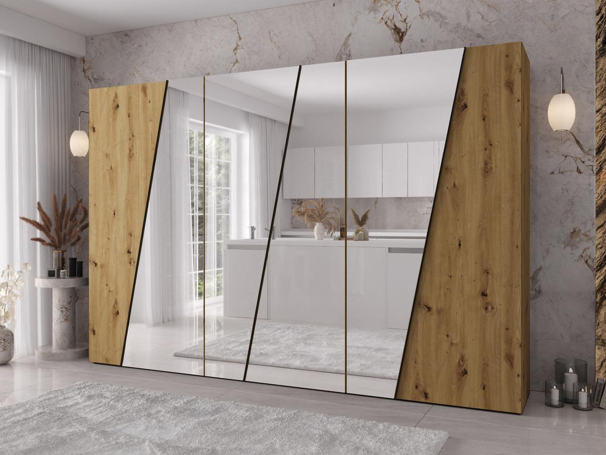 DREHTÜRENSCHRANK Zen 4L 300 cm - Schwarz/Eiche Artisan, Holzwerkstoff/Kunststoff (300/202/50cm) - MIRJAN24