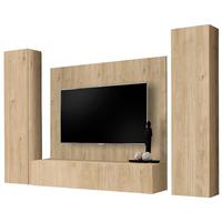 WOHNWAND Eiche Jackson 4-teilig 260 cm hängend, Schrankwand mit Push-to-Open - Eichefarben, Holzwerkstoff (260/170/40cm) - Inn.Furn