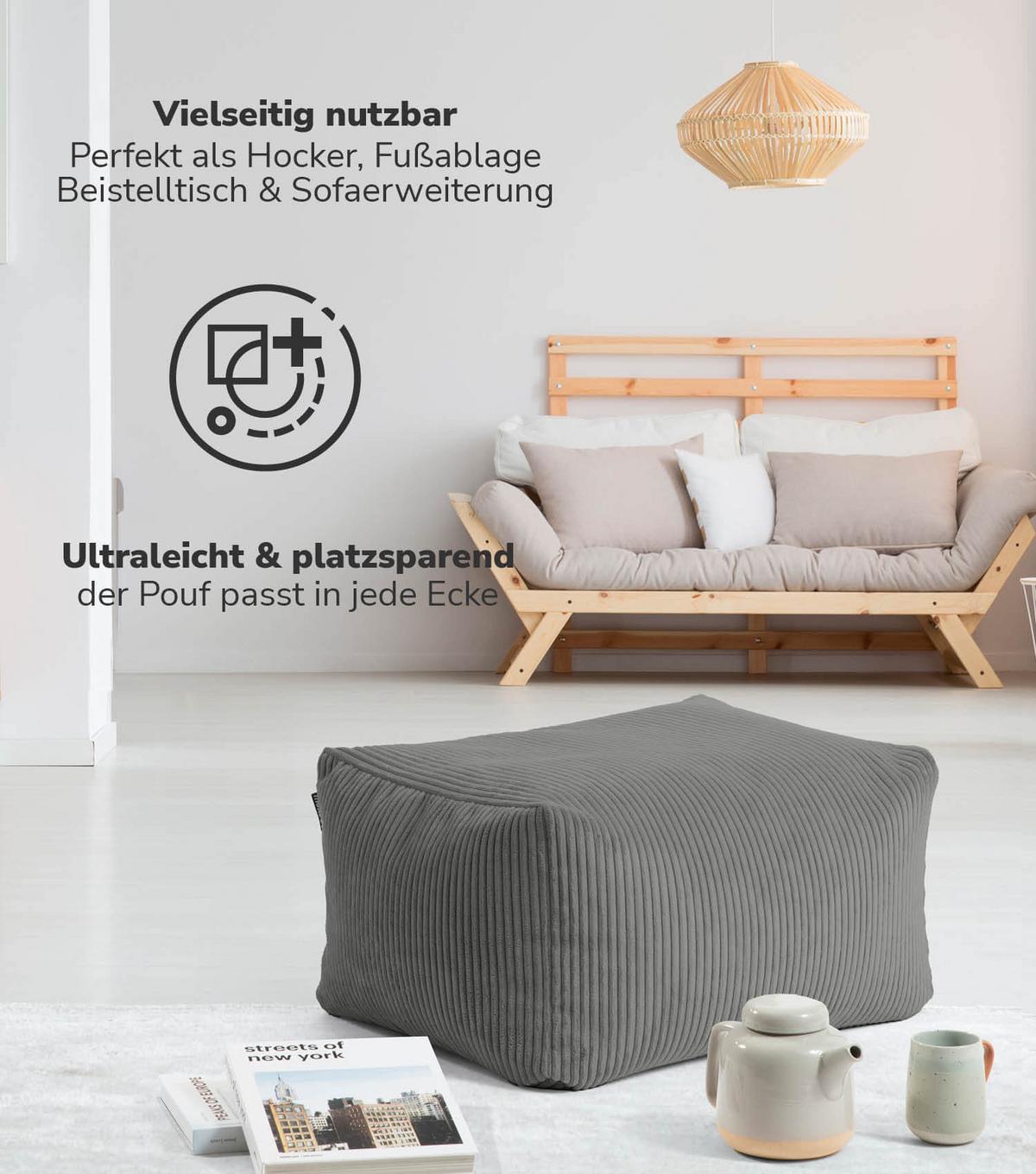 POUF Der Ruhestifter - Anthrazit, Textil (65/35/55cm) - Mokebo