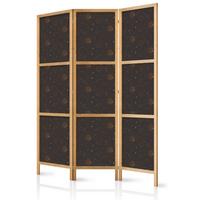 PARAVENT Japanischer 3-tlg 135x172 cm Sonnen Und Sterne - Braun, Holz/Textil (135/172/3cm) - Muralo