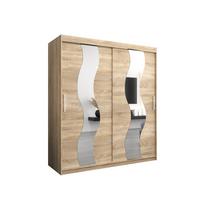 SCHWEBETÜRENSCHRANK 200/180/62 2-türig - Silberfarben/Sonoma Eiche, Holz/Kunststoff (180/200/62cm) - MÖBEL KRYSPOL