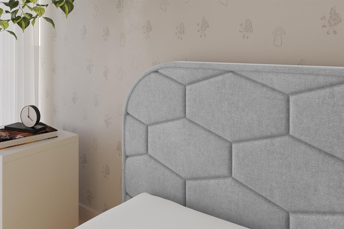 EINZELLBETT Jugendbett mit Bettkasten und Matratze H3/H4, Rechts - JAXY 80x200 Grau - Silberfarben, Holzwerkstoff/Textil (80/200cm) - ALTDECOR