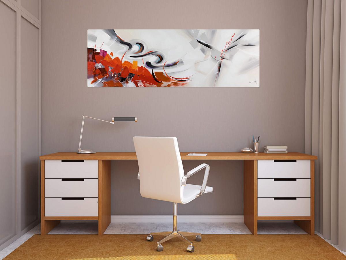 ÖLGEMÄLDE 150/50 cm - Rot/Grau, Holz/Textil (150/50cm) - KUNSTLOFT