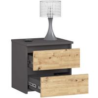 NACHTTISCH Graphit Grau, Eiche Artisan 40/40/35 - Eiche Artisan, Holzwerkstoff (40/40/35cm) - RAUMHIRSCH FURNITURE