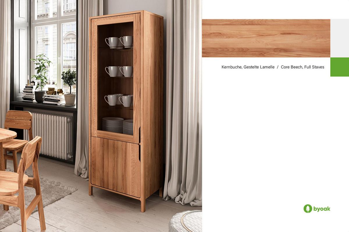 VITRINE PAUL Kernbuche - Kernbuche, Holz (59/188/50cm) - byoak