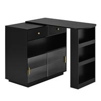 BARTISCH schwarz mit 360° drehbarem sideboard & led-beleuchtung - Schwarz, Holzwerkstoff (50/120/95.5cm) - Urban Meuble