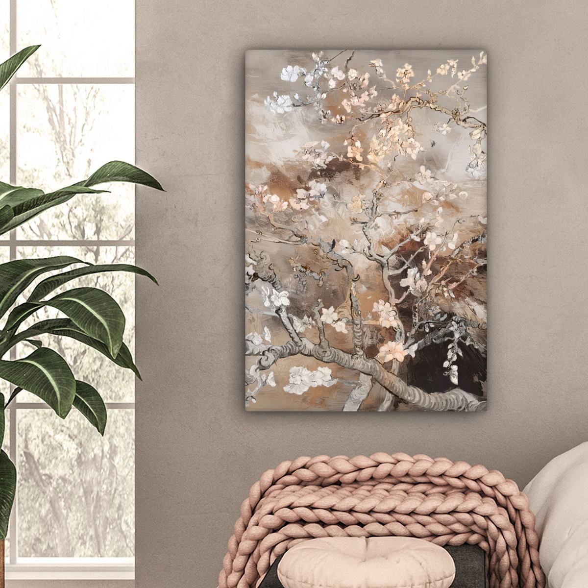 LEINWANDBILD Mandelblüte - Kunst - Van Gogh - Beige - Abstrakt Wanddeko 40x60 cm - Braun, Textil (40/60cm) - MuchoWow