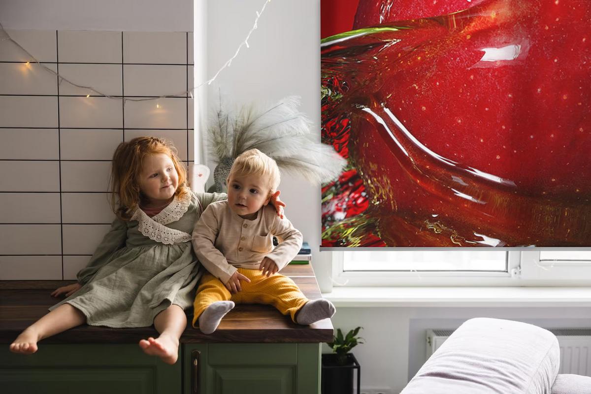 INNENROLLO - Fensterrollo - Rollo - 130x140 cm - Apfel mit Wasser übergossen - Rot, Kunststoff (130/140/0.5cm) - TULUP