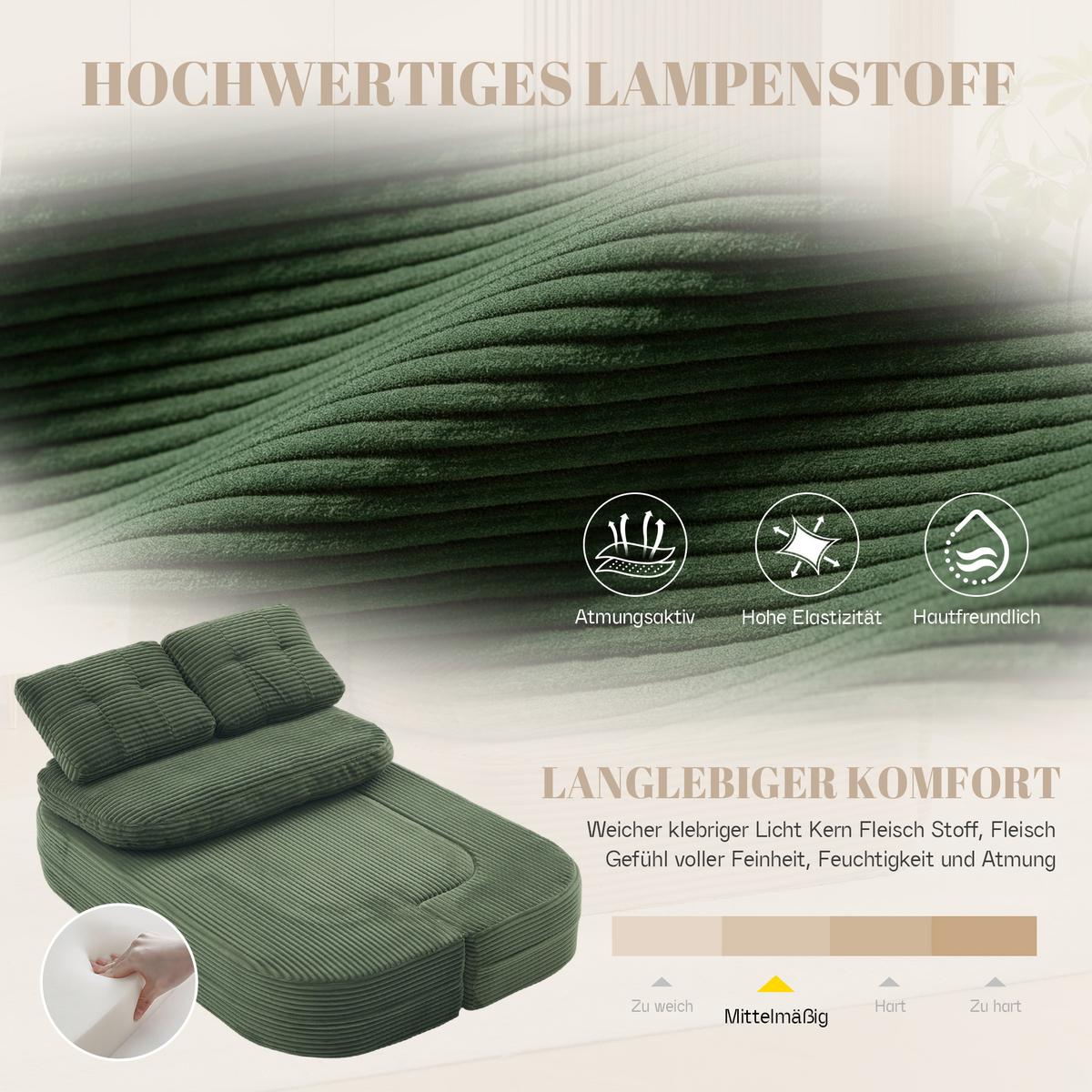 SCHLAFSOFA 2-in-1 Cordstoff Liegefunktion - Smaragdgrün, Textil (165/61/97cm) - Urban Meuble