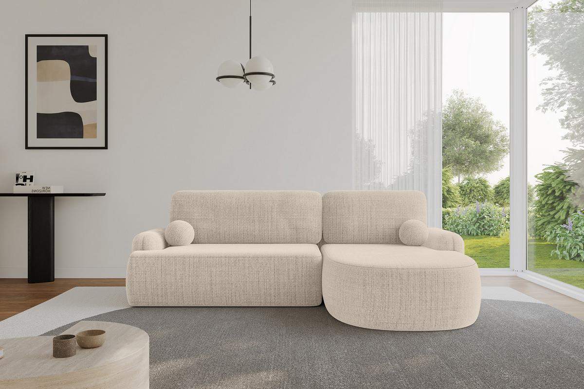 ECKSOFA mit Schlaffunktion und Bettkasten LIRA-L - 264x172x89 Beige - Beige, Holzwerkstoff/Textil (172/264cm) - ALTDECOR