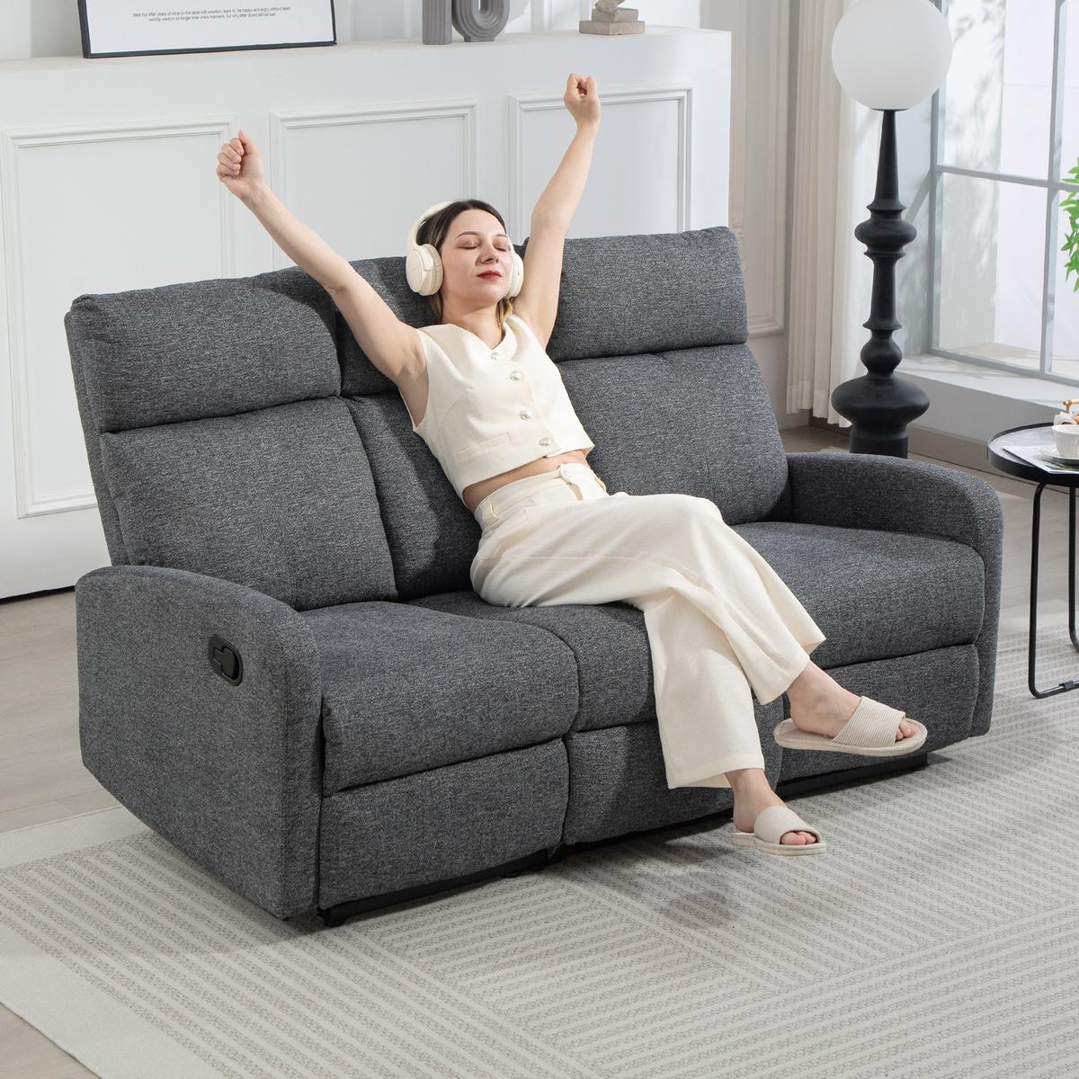 RELAXSESSEL Polyester Grau - Grau, Textil/Metall (91/98/161cm) - HOMCOM