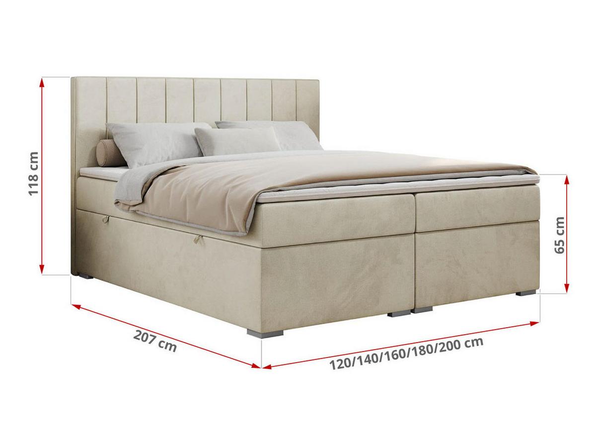 BOXBETT ALLY 120/200 Beige Velvet - H4 - Beige, Holz/Textil (120/200cm) - MKS