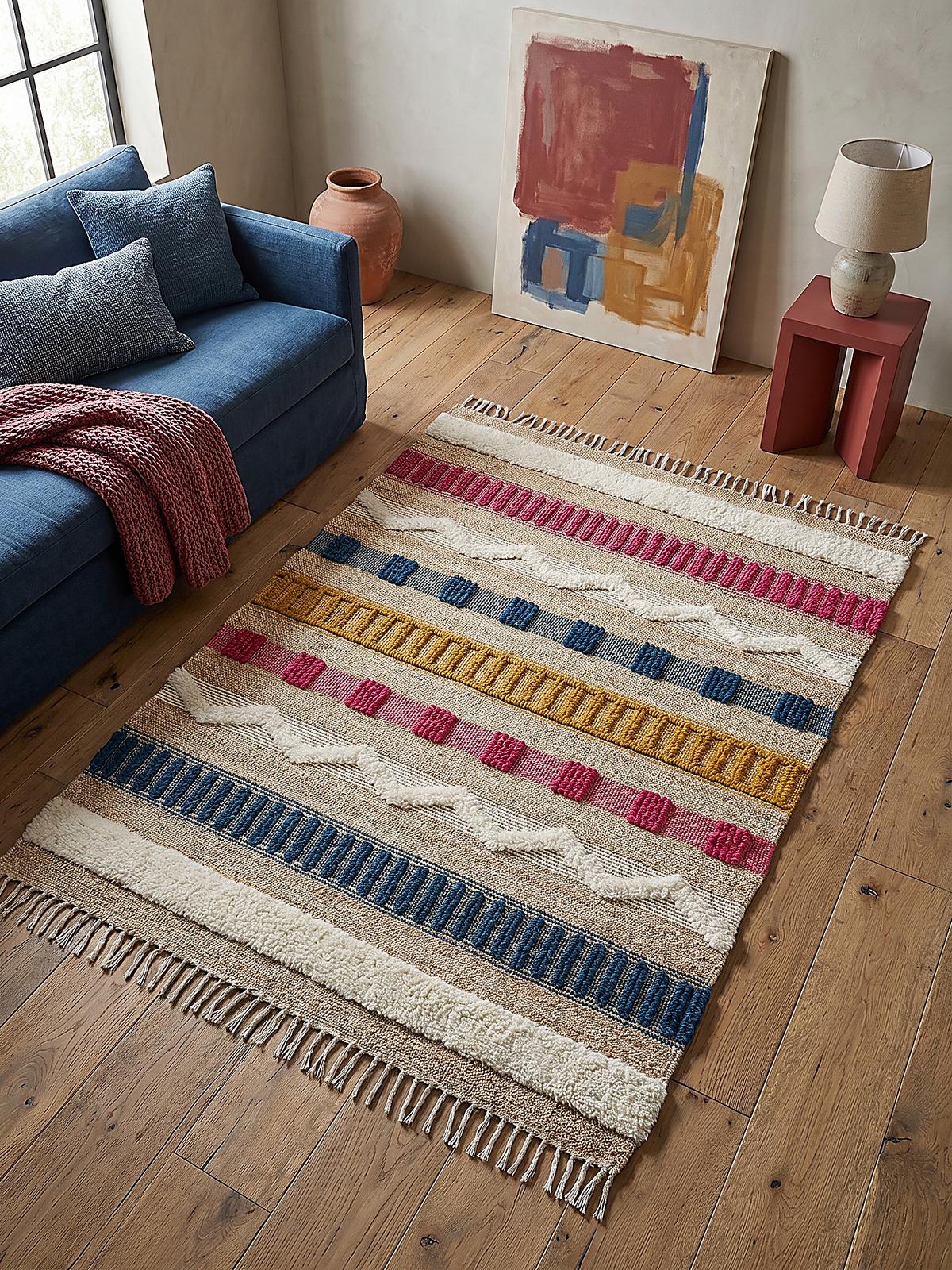 TEPPICH aus Jute handgewebt WHARFE in Bunt, geometrisch, 160 x 230 cm - Multicolor, Textil (230/160cm) - KADIMA DESIGN