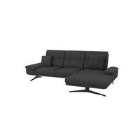 ECKSOFA Loris Schwarz Samt - Ottomane rechts - Schwarz, Holz/Textil (294/175cm) - S-Style