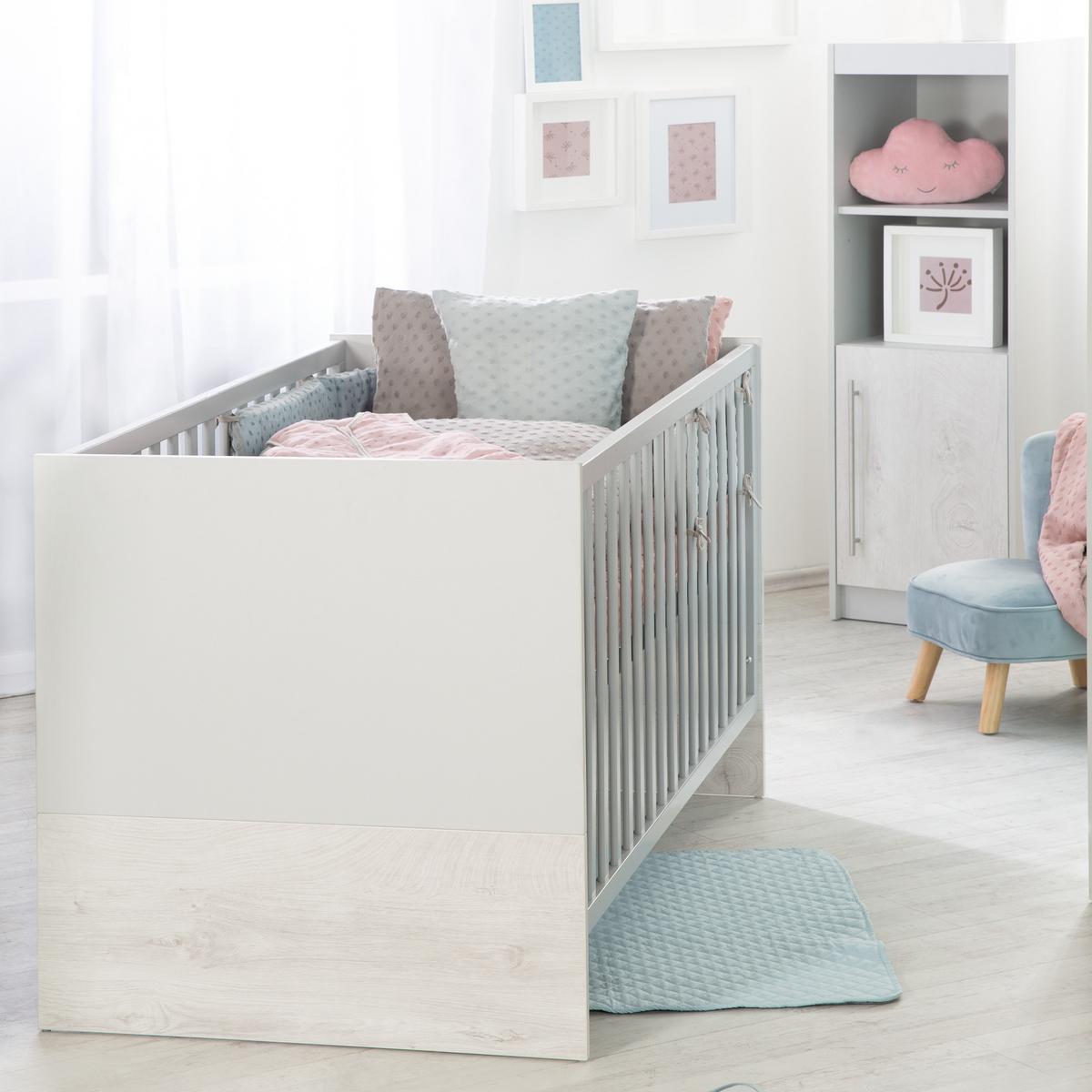 BABYZIMMER-SET Maren 2 mit breiter Wickelkommode 3-teilig - Hellgrau, Holzwerkstoff (76/80/142cm) - Roba