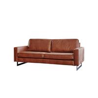 SOFA VILNIUS Braun Lederfaserstoff - Schwarz/Braun, Leder/Metall (166/85/99cm) - KAWOLA