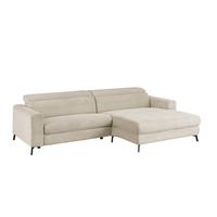 ECKSOFA LAISKA Cremeweiß Cord - Creme/Schwarz, Textil/Metall (282/177cm) - KAWOLA