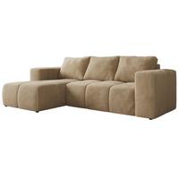 ECKSOFA MONIVA Beige Plüsch - Links - Beige/Schwarz, Kunststoff/Textil (164/266cm) - MKS