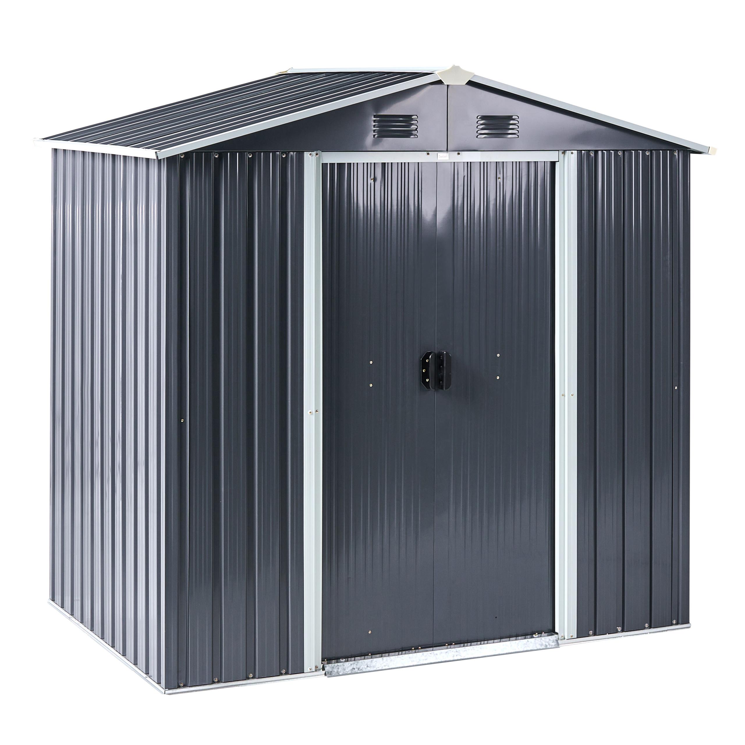 GERÄTEHAUS 194 cm 118 cm Graphitgrau Cirella - Graphitfarben/Weiß, Metall (194/184/118cm) - Beliani