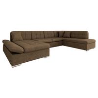 ECKSOFA Bergen, Seite: Links - Silberfarben/Nussbaumfarben, Holz/Textil (345/76/205cm) - MIRJAN24