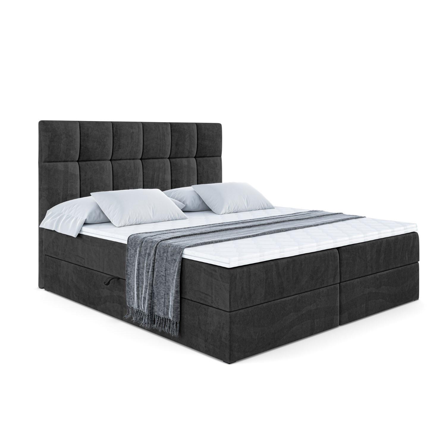 BOXBETT mit H3-Matratze und Lattenrost - RICAR - 140x200 Schwarz - Schwarz, Holzwerkstoff (140/200cm) - ALTDECOR