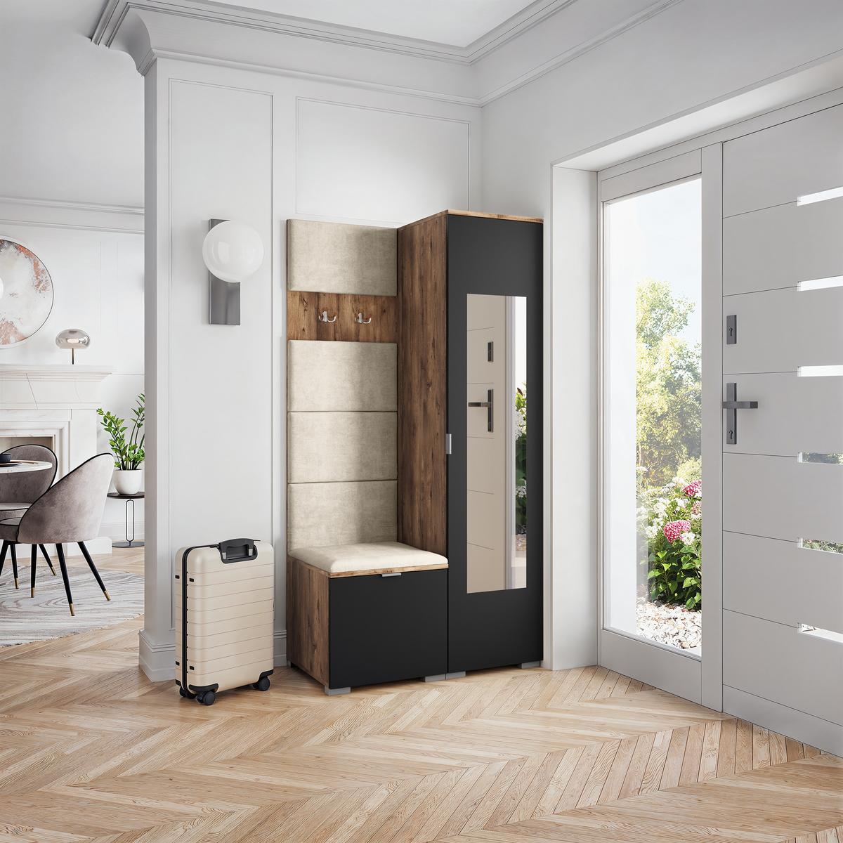 GARDEROBENSCHRANK VIRA 95/181/51 cm Modern Eichefarben - Eichefarben/Beige, Holzwerkstoff (95/181/51cm) - MASSENO