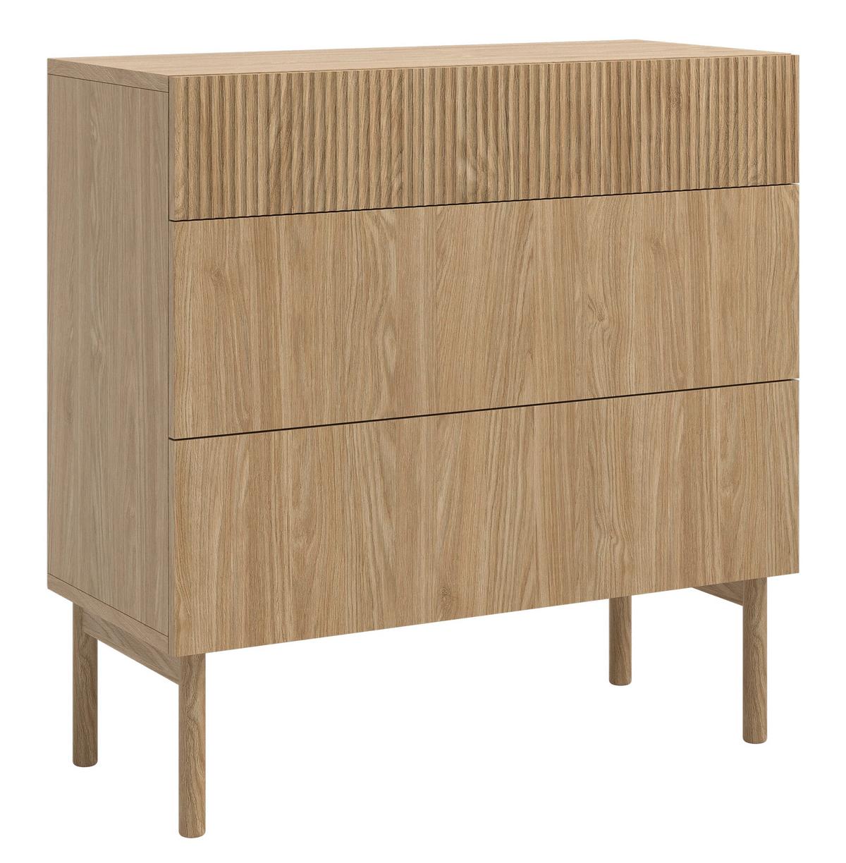 KOMMODE Nolie Eichenholzoptik mit 3 Schubladen 90 cm - Eichefarben, Holz/Holzwerkstoff (90/90.6/38cm) - Selsey